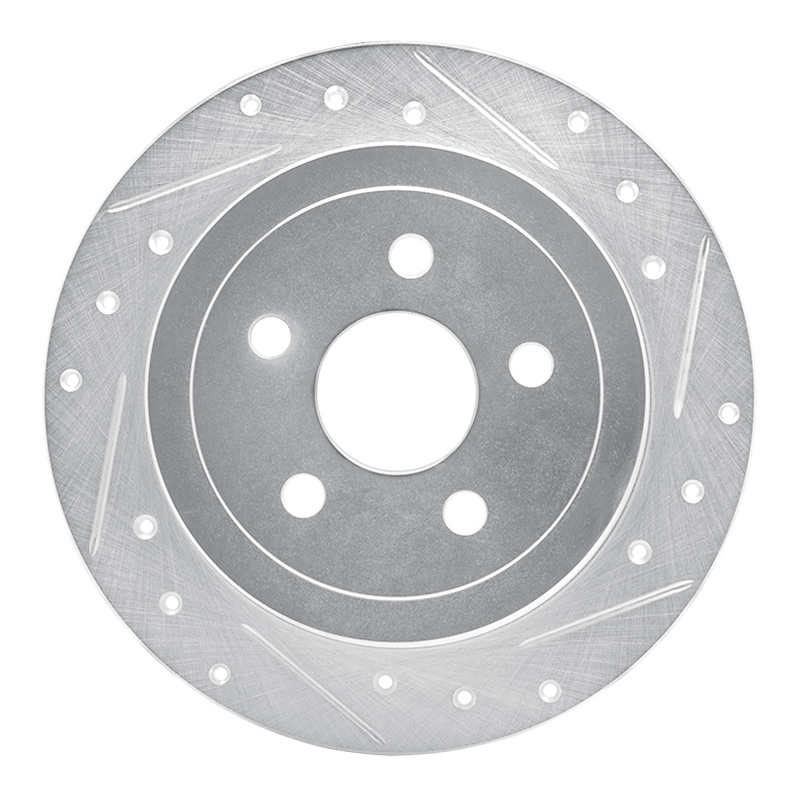 Chrysler PT Cruiser Brake Rotor (1) - Rear Right - R1 Concepts - Drilled & Slotted - Silver - `95-`07